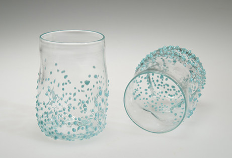 Textured Tumblers, Turquoise, Glass Art Made By Hollywood Hot Glass