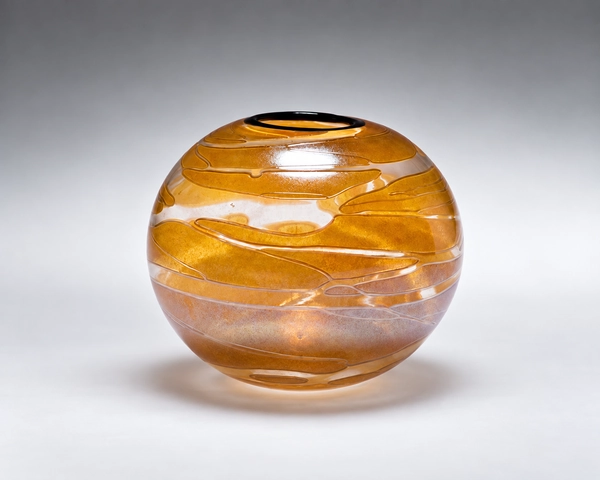 Ball Vase, Glass Art Made By Hollywood Hot Glass