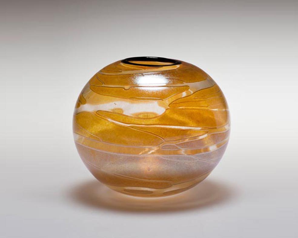 Ball Vase, Glass Art Made By Hollywood Hot Glass