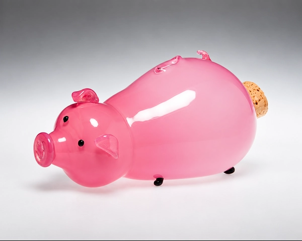 Corky Porky Bank Pink, Glass Art Made By Hollywood Hot Glass