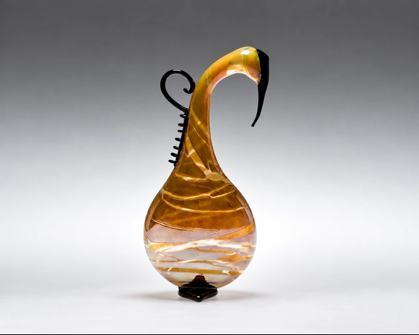 Flatten Goose Vase, Glass Art Made By Hollywood Hot Glass