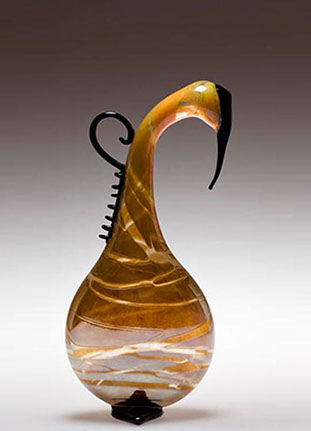 Flatten Goose Vase, Glass Art Made By Hollywood Hot Glass