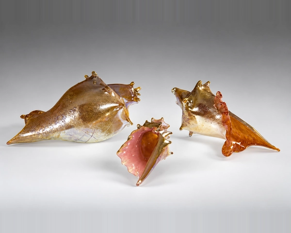 Golden Shells, Glass Art Made By Hollywood Hot Glass
