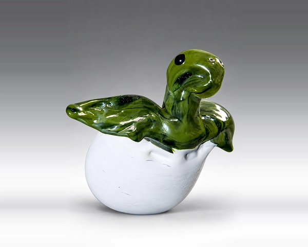 Handheld Hatching Turtle, Glass Art Made By Hollywood Hot Glass