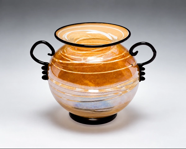 Round Low Vase, Glass Art Made By Hollywood Hot Glass