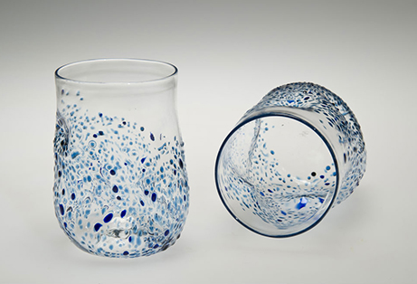 Textured Tumblers, Blue, Glass Art Made By Hollywood Hot Glass