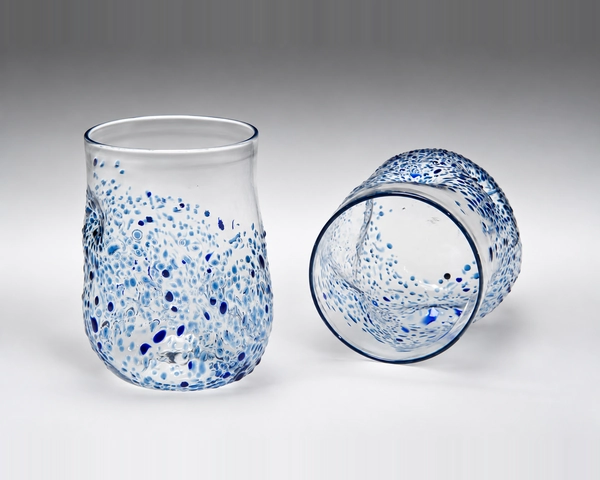 Textured Tumblers, Blue, Glass Art Made By Hollywood Hot Glass