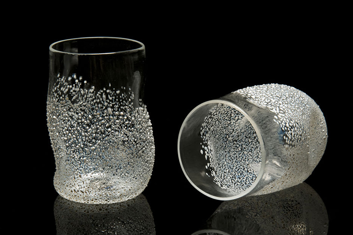 Textured Tumblers, White, Glass Art Made By Hollywood Hot Glass