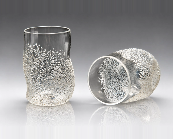 Textured Tumblers, White, Glass Art Made By Hollywood Hot Glass