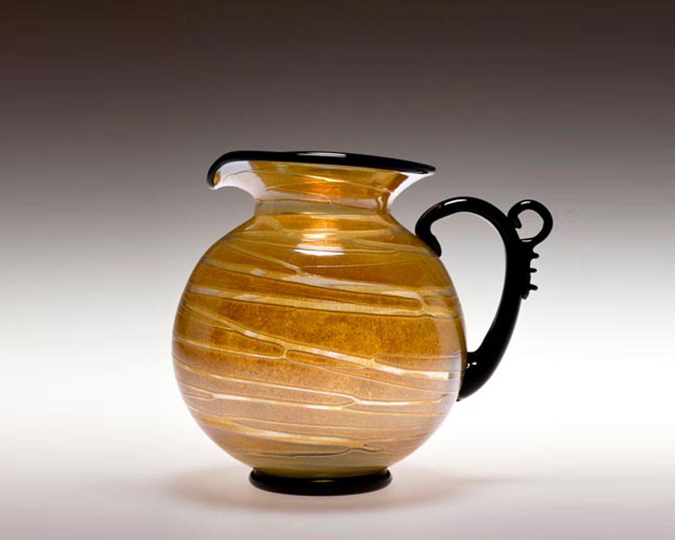Thumb Rest Pitcher, Glass Art Made By Hollywood Hot Glass