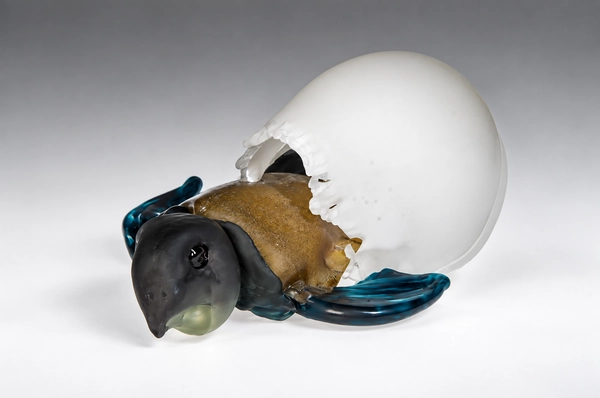 Hatching Turtle, Glass Art Made By Hollywood Hot Glass