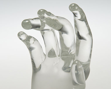 Solid Sculpted Hand, Glass Art Made By Hollywood Hot Glass