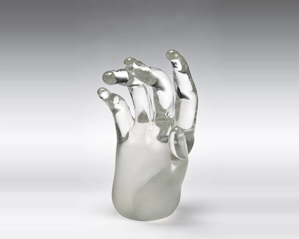 Solid Sculpted Hand, Glass Art Made By Hollywood Hot Glass