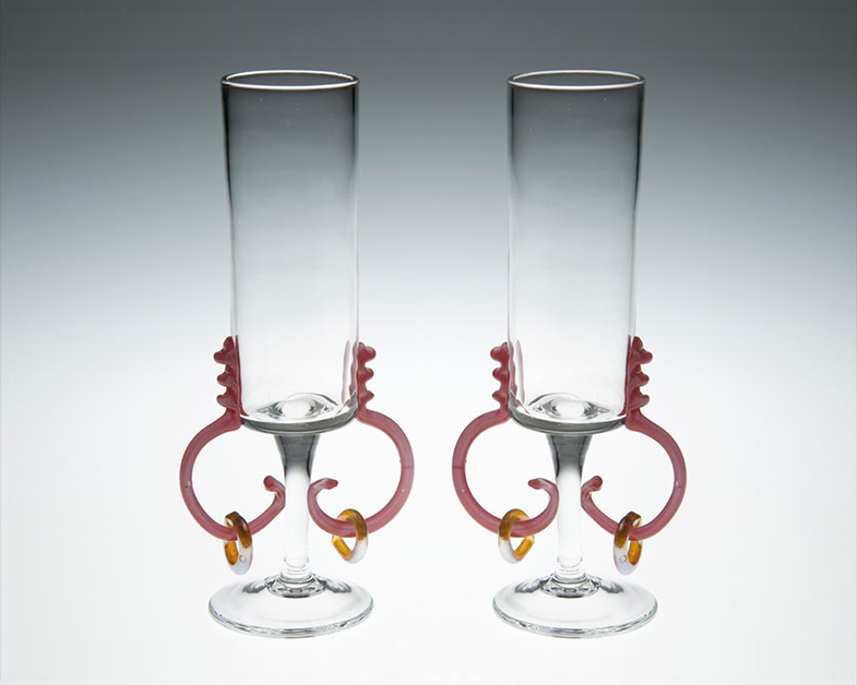 Valentine's Day Champagne Flutes, Glass Art Made By Hollywood Hot Glass