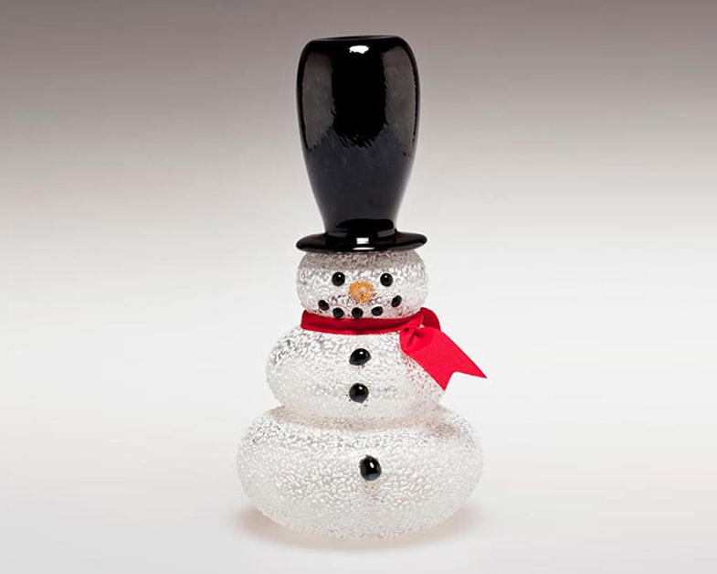 Over-The-Top Hat Snowman, Glass Art Made By Hollywood Hot Glass