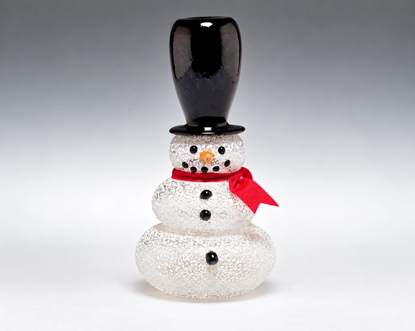 Over-The-Top Hat Snowman, Glass Art Made By Hollywood Hot Glass